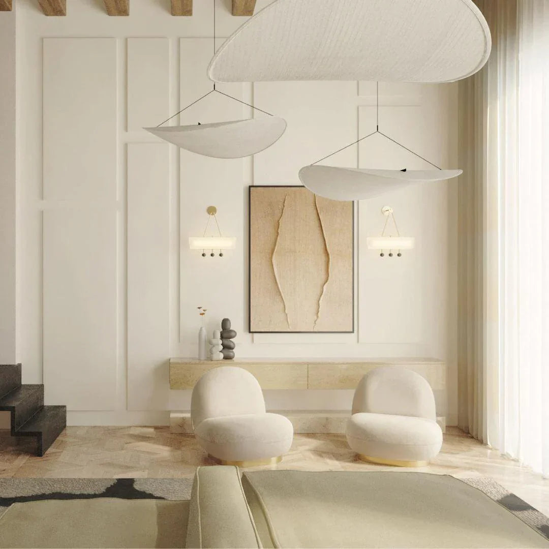 Mulberry Silk Pendant Light View 6 | Designer Wabi-Sabi Mulberry Silk Pendant Light | Luxury Silk Shade Chandelier | JINSHE | JINSHE
