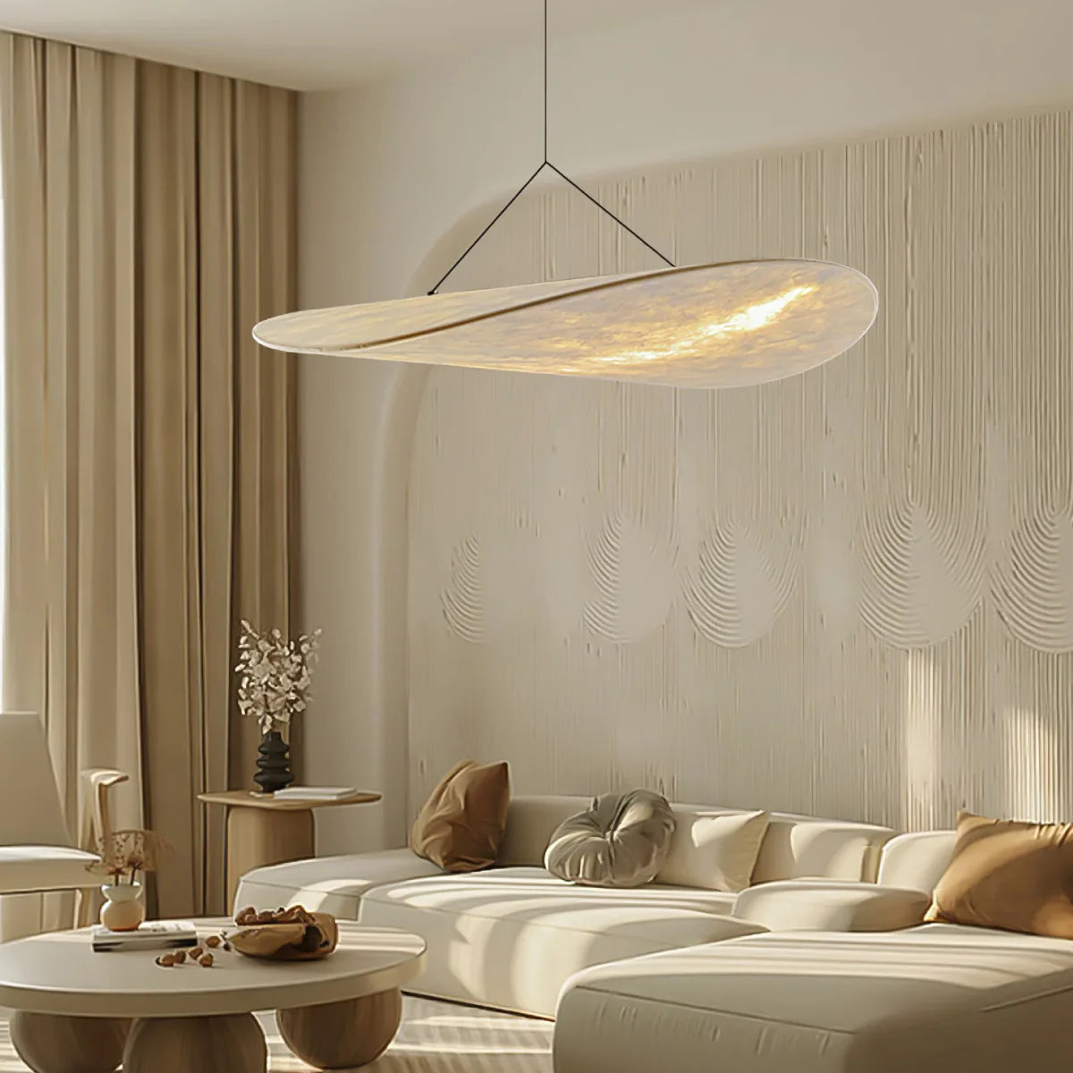 Mulberry Silk Pendant Light View 11 | Designer Wabi-Sabi Mulberry Silk Pendant Light | Luxury Silk Shade Chandelier | JINSHE | JINSHE