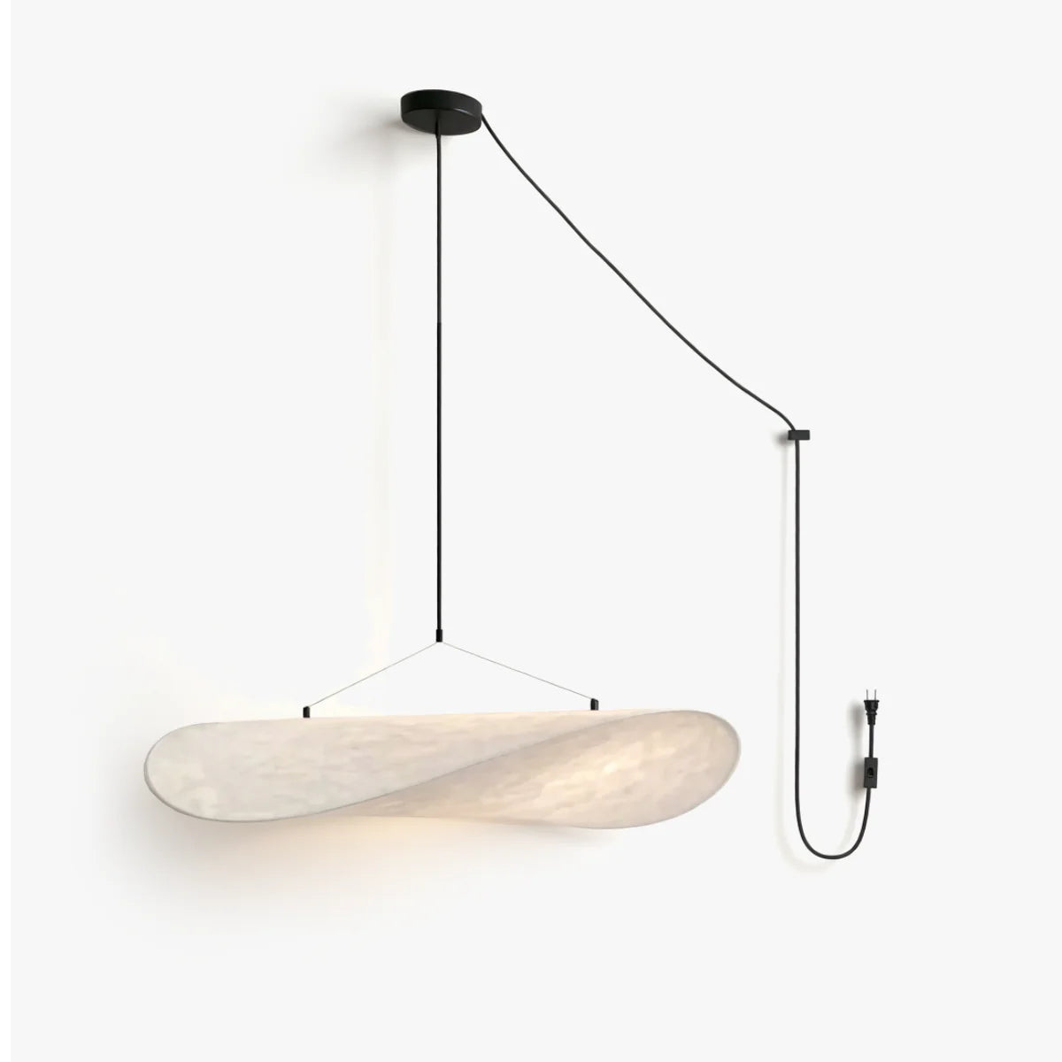 Silk Pendant Light | Designer Wabi-Sabi Silk Swag Pendant Light | Plug-In Silk Shade Chandelier | JINSHE | JINSHE
