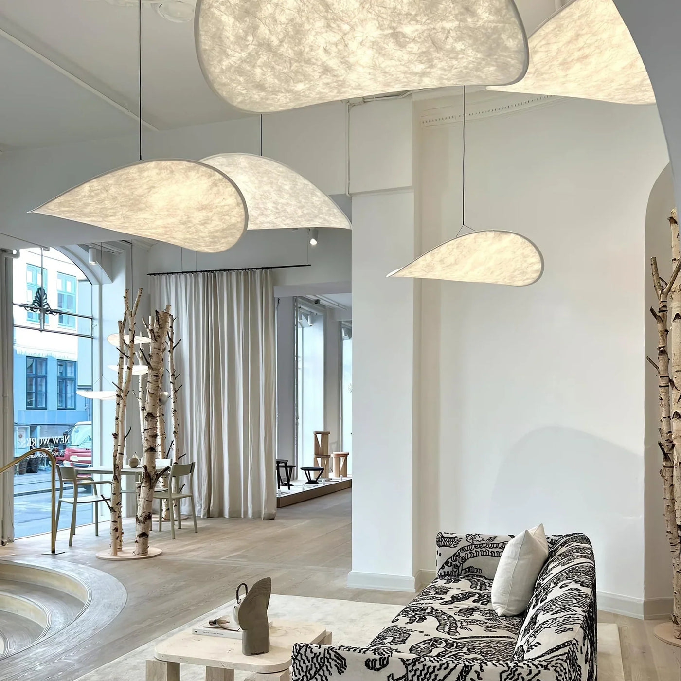 Silk Pendant Light View 8 | Designer Wabi-Sabi Silk Swag Pendant Light | Plug-In Silk Shade Chandelier | JINSHE | JINSHE