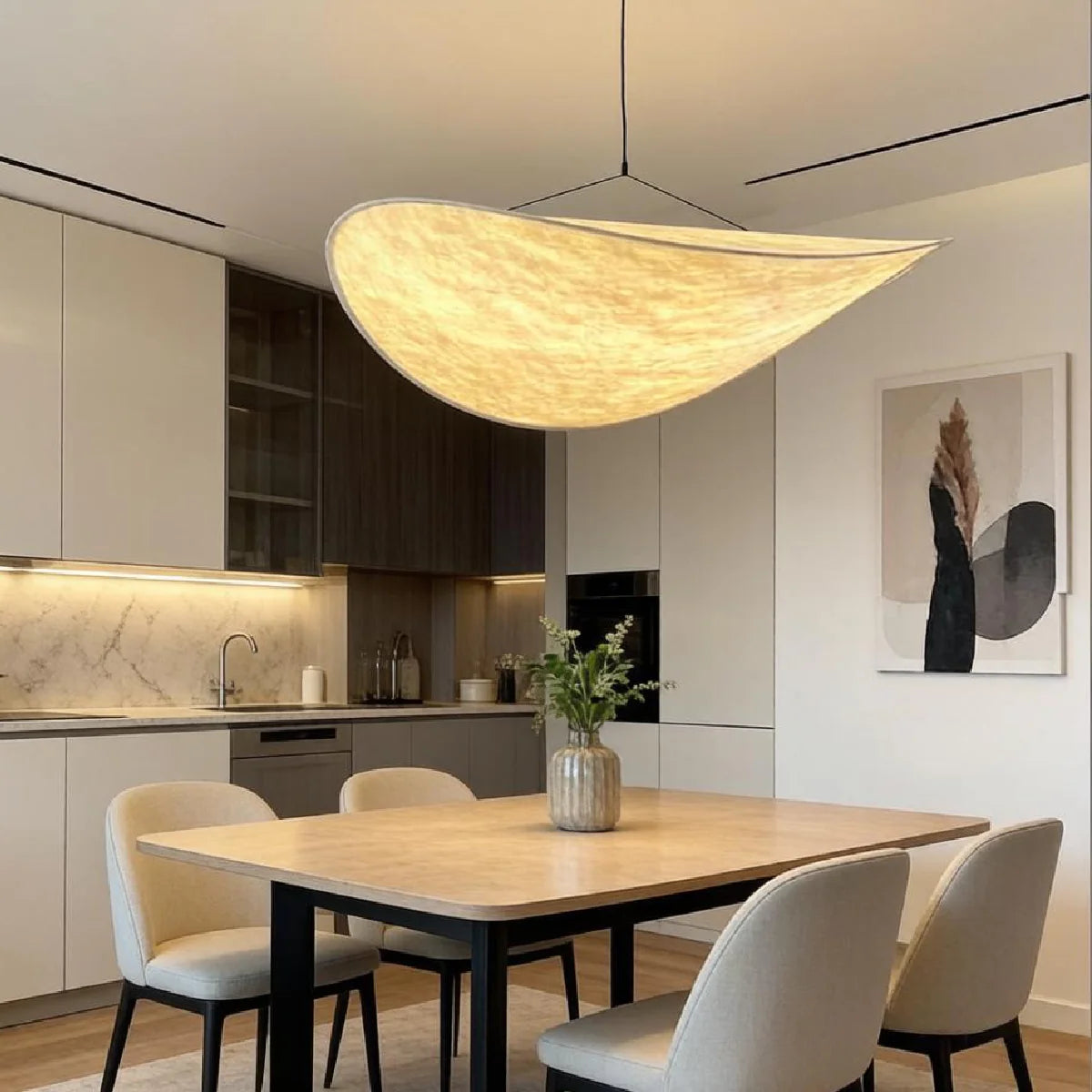 Silk Pendant Light View 10 | Designer Wabi-Sabi Silk Swag Pendant Light | Plug-In Silk Shade Chandelier | JINSHE | JINSHE