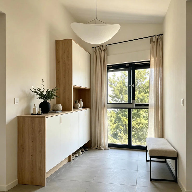 Silk Pendant Light View 5 | Designer Wabi-Sabi Silk Swag Pendant Light | Plug-In Silk Shade Chandelier | JINSHE | JINSHE