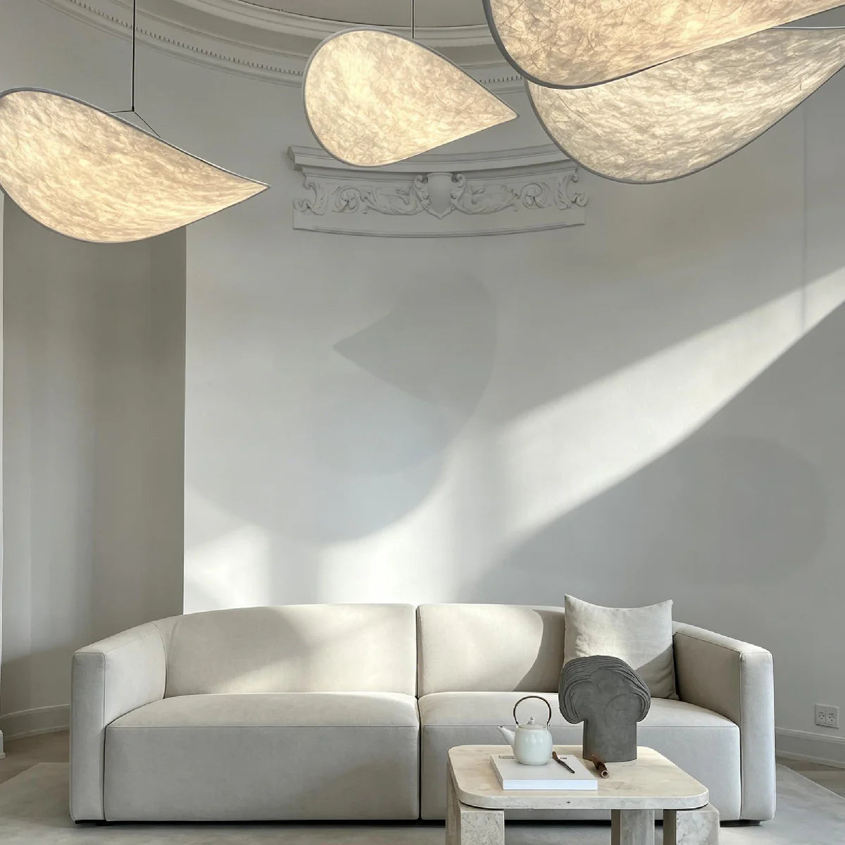 Silk Pendant Light View 12 | Designer Wabi-Sabi Silk Swag Pendant Light | Plug-In Silk Shade Chandelier | JINSHE | JINSHE
