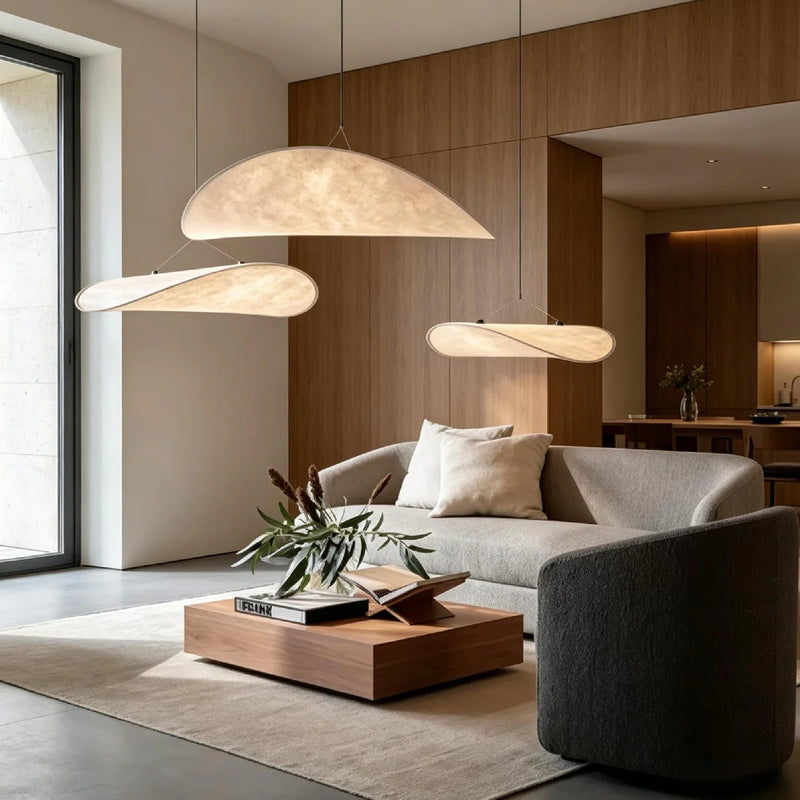 JINSHE Tense Silk Cluster Pendant Light - Soft, diffused light illuminating a bedroom.