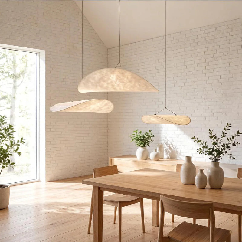 JINSHE Tense Silk Cluster Pendant Light - Suspended perspective in a high-ceiling living room.