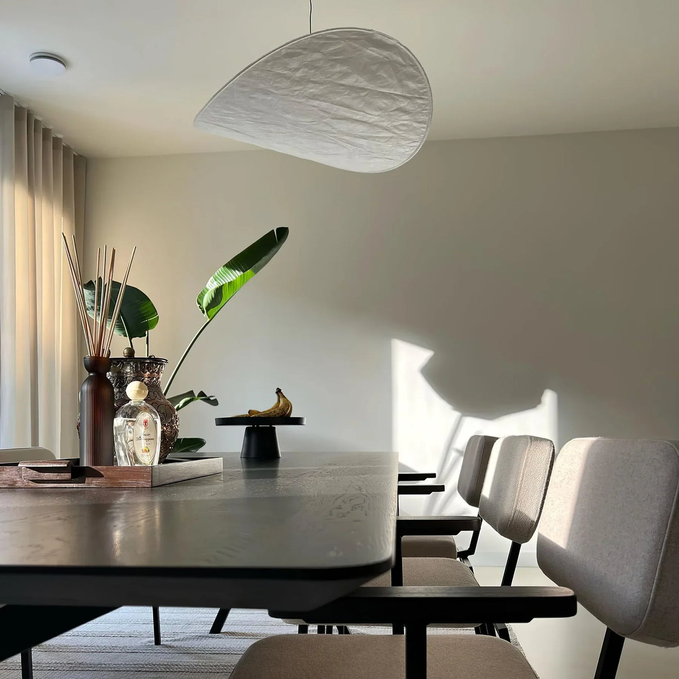 Silk Pendant Light View 7 | Designer Wabi-Sabi Silk Pendant Light | Organic Silk Shade Chandelier | JINSHE | JINSHE
