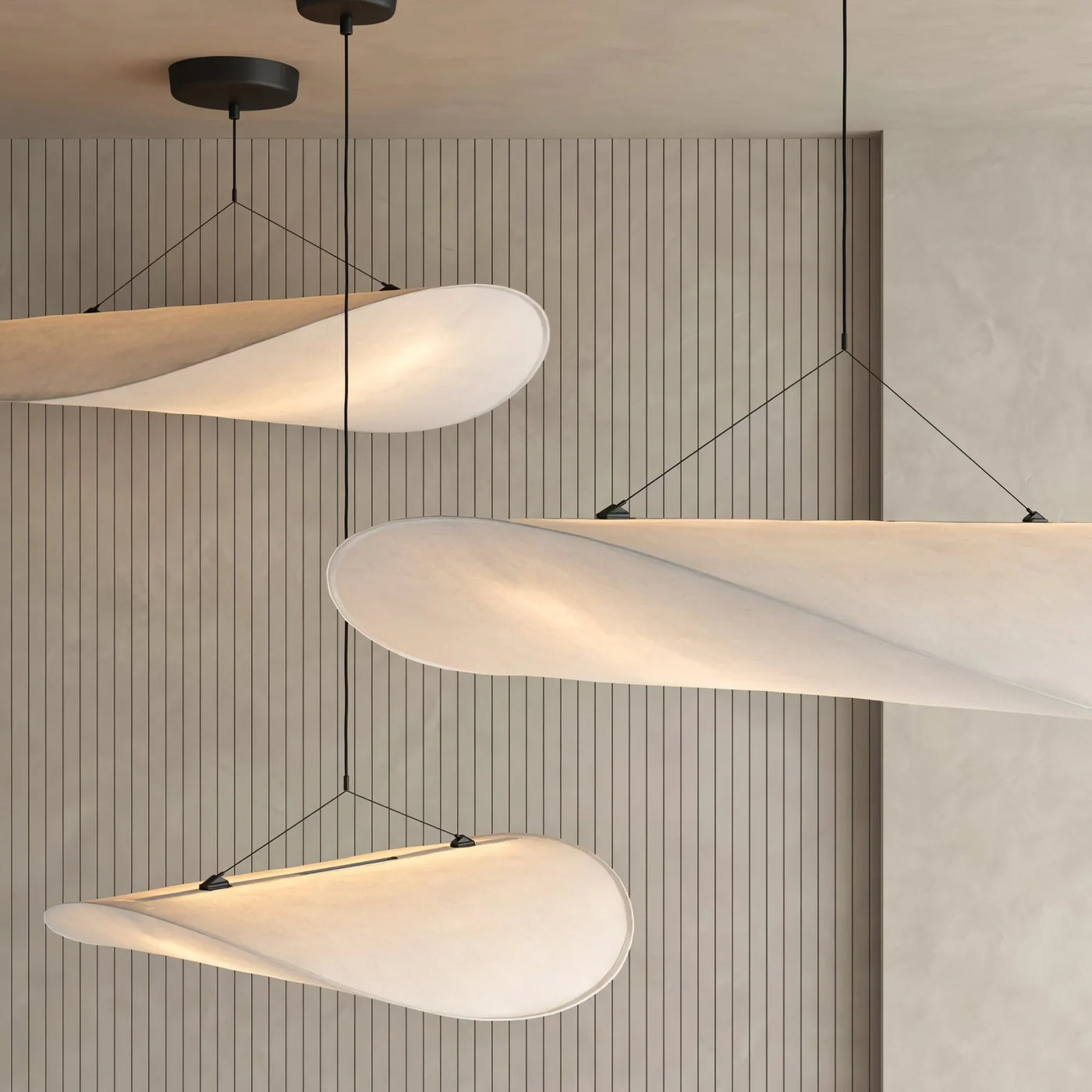 Silk Pendant Light View 13 | Designer Wabi-Sabi Silk Pendant Light | Organic Silk Shade Chandelier | JINSHE | JINSHE