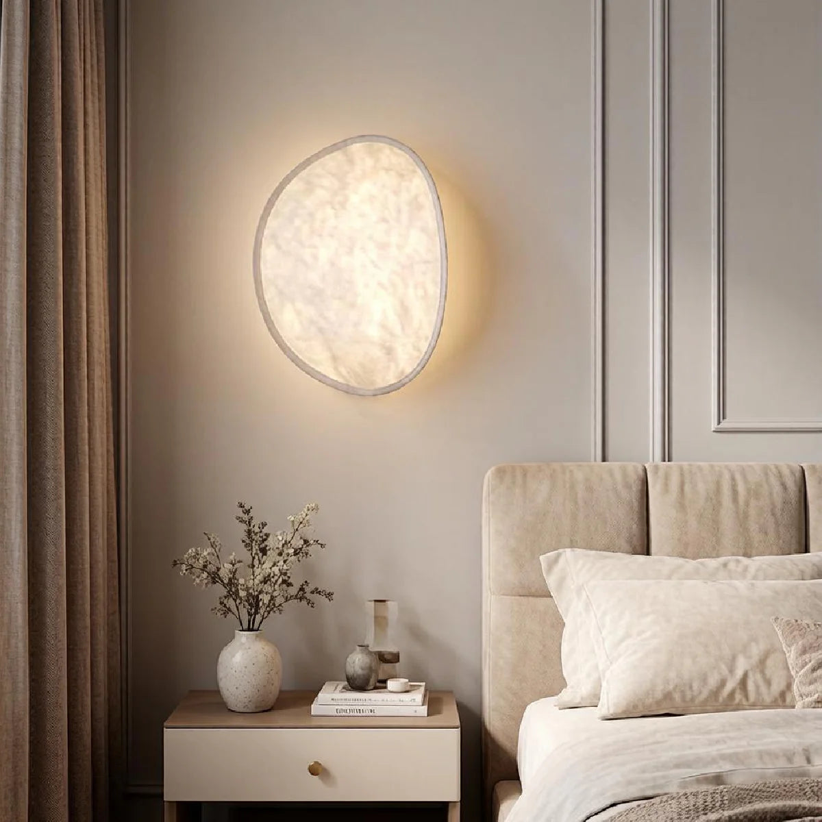 JINSHE Silk & Metal Wall Sconce - Black finish option displayed in a sophisticated dining room setting.
