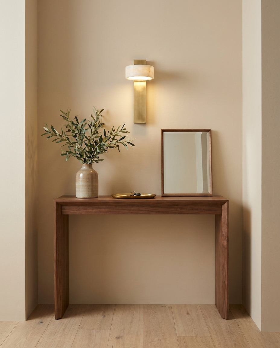 Tersus Alabaster Curated Alabaster Wall Sconce – dimensional scale reference