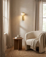 Tersus Alabaster Curated Alabaster Wall Sconce – illuminated warm ambiance setting