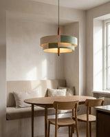 Tesselle Curated Iron & Glass Pendant Light – spatial dining room perspective