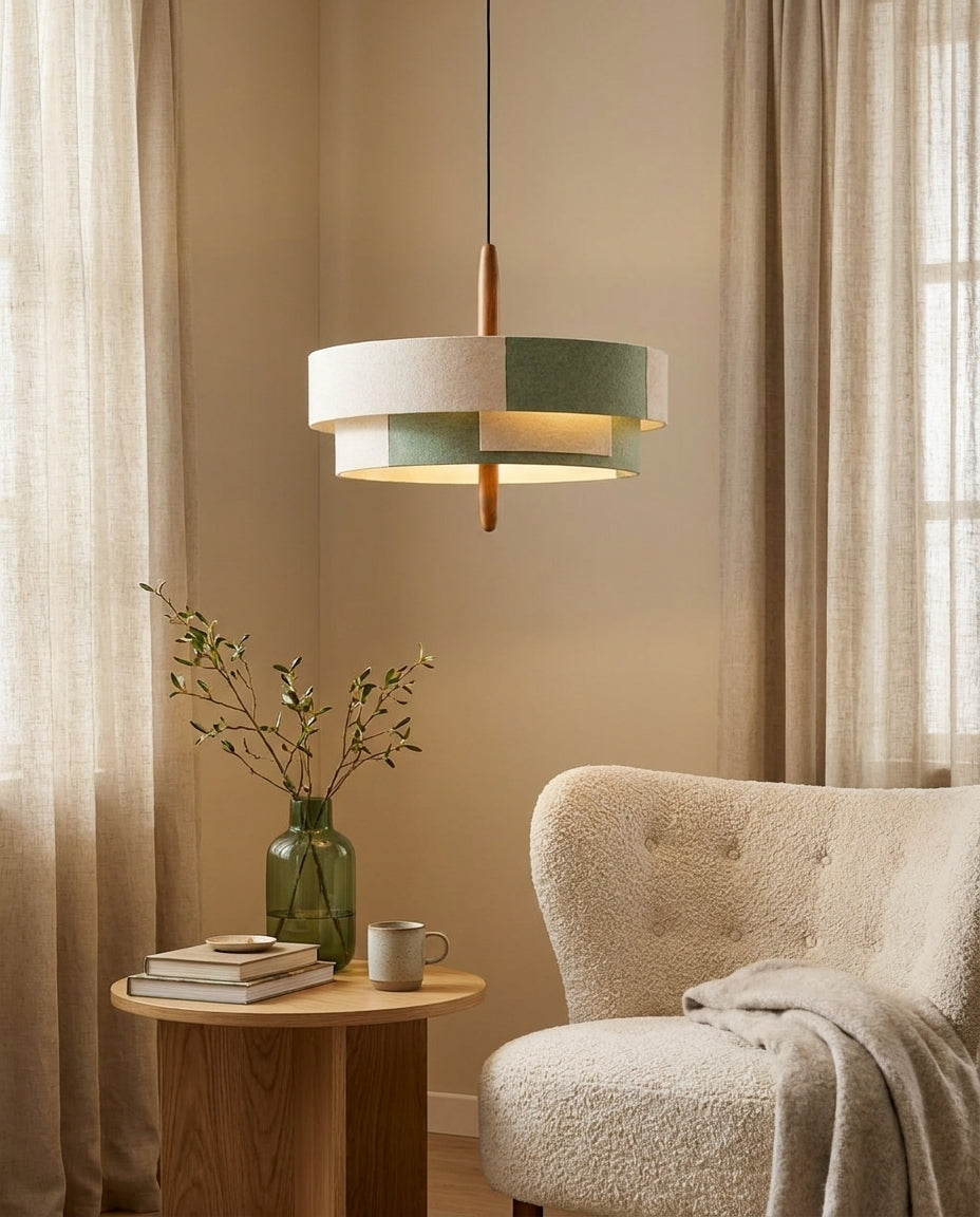 Tesselle Curated Iron & Glass Pendant Light – full fixture elevation view