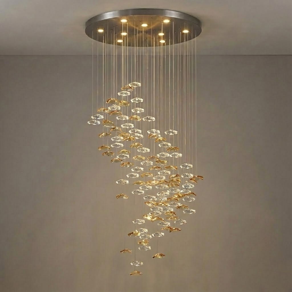 Tidal Stair Chandelier – Ambient Illumination in Luxury Interior Setting View 26