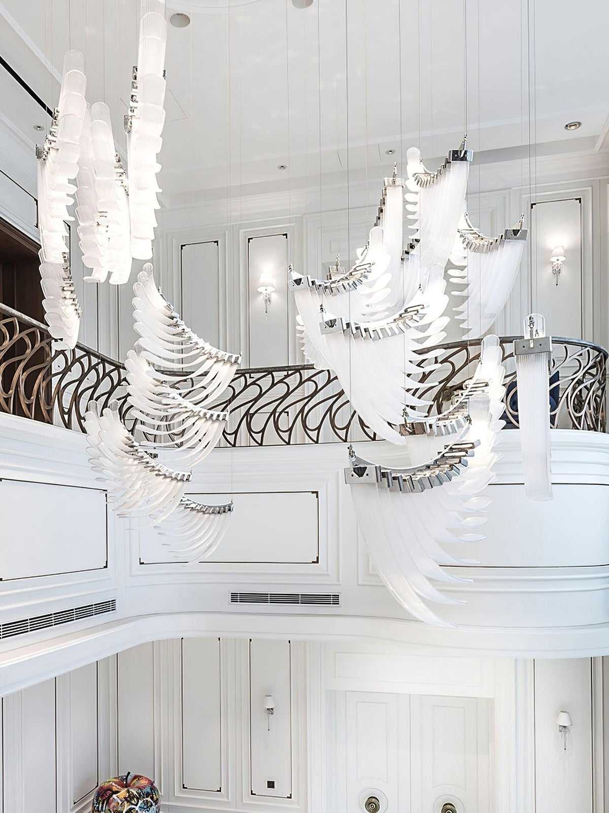 Tiered Palmette Curated Optical Acrylic Chandeli – handcrafted surface texture