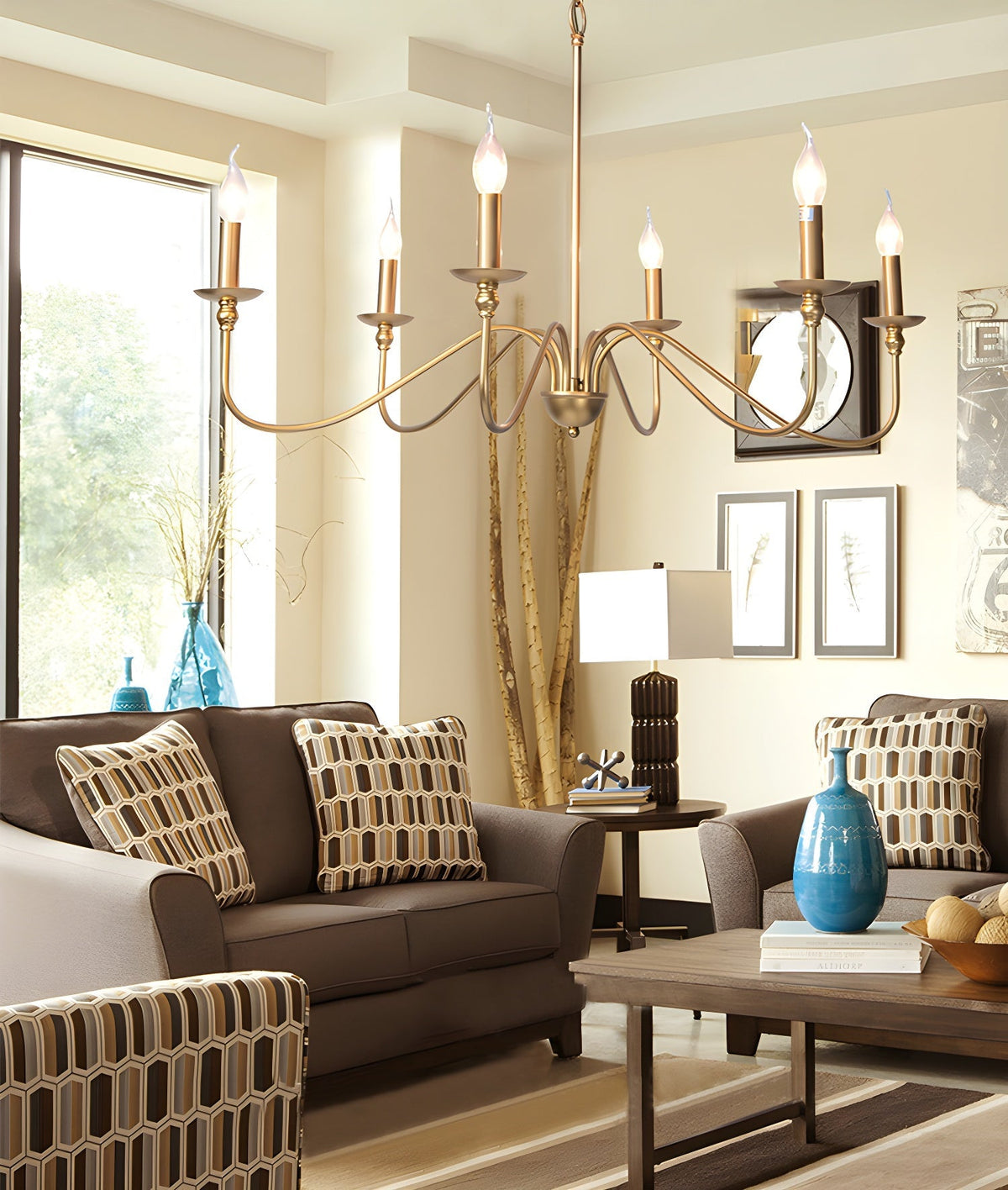 Timeless Gold Candle Curated Mouth-Blown Frosted – spatial dining room perspective