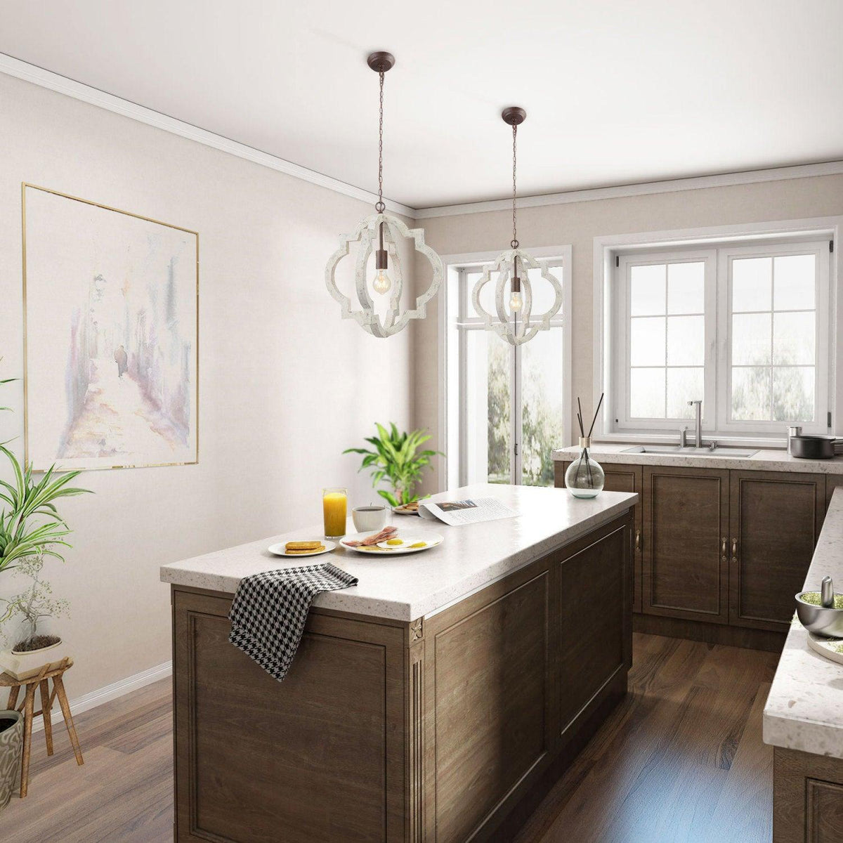 Timeless Curated Iron & Glass Chandelier – illuminated warm ambiance setting