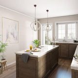 Timeless Curated Iron & Glass Chandelier – illuminated warm ambiance setting