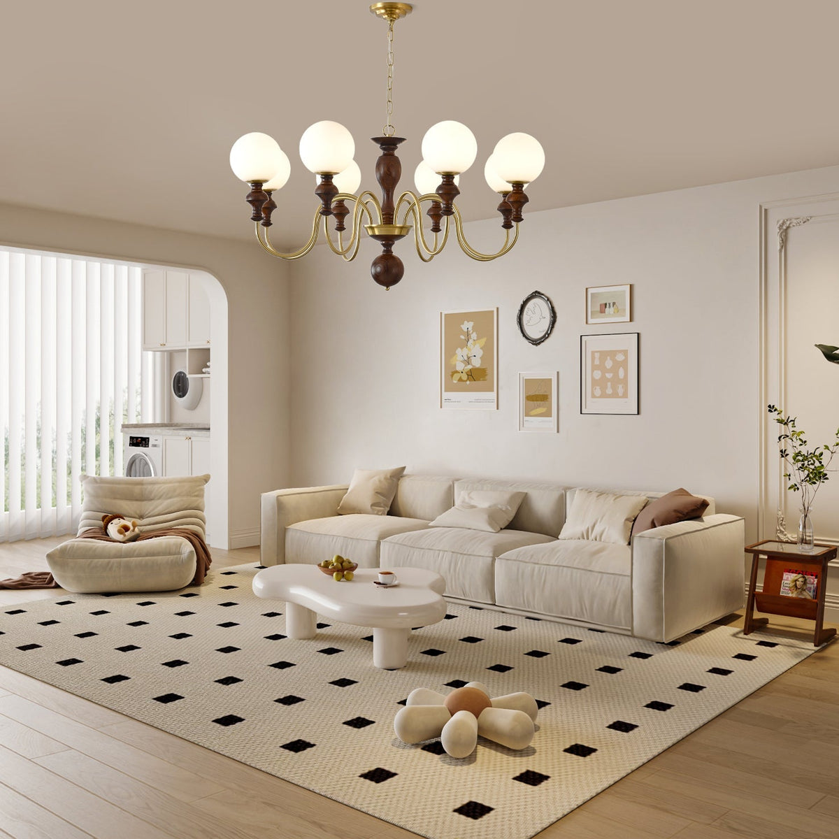 Modern Globe Chandelier – Ambient Illumination in Luxury Interior Setting View 8