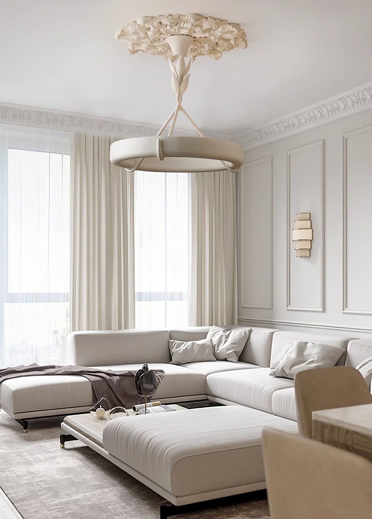 Tinsley Plaster Chandelier – Ambient Illumination in Luxury Interior Setting View 10