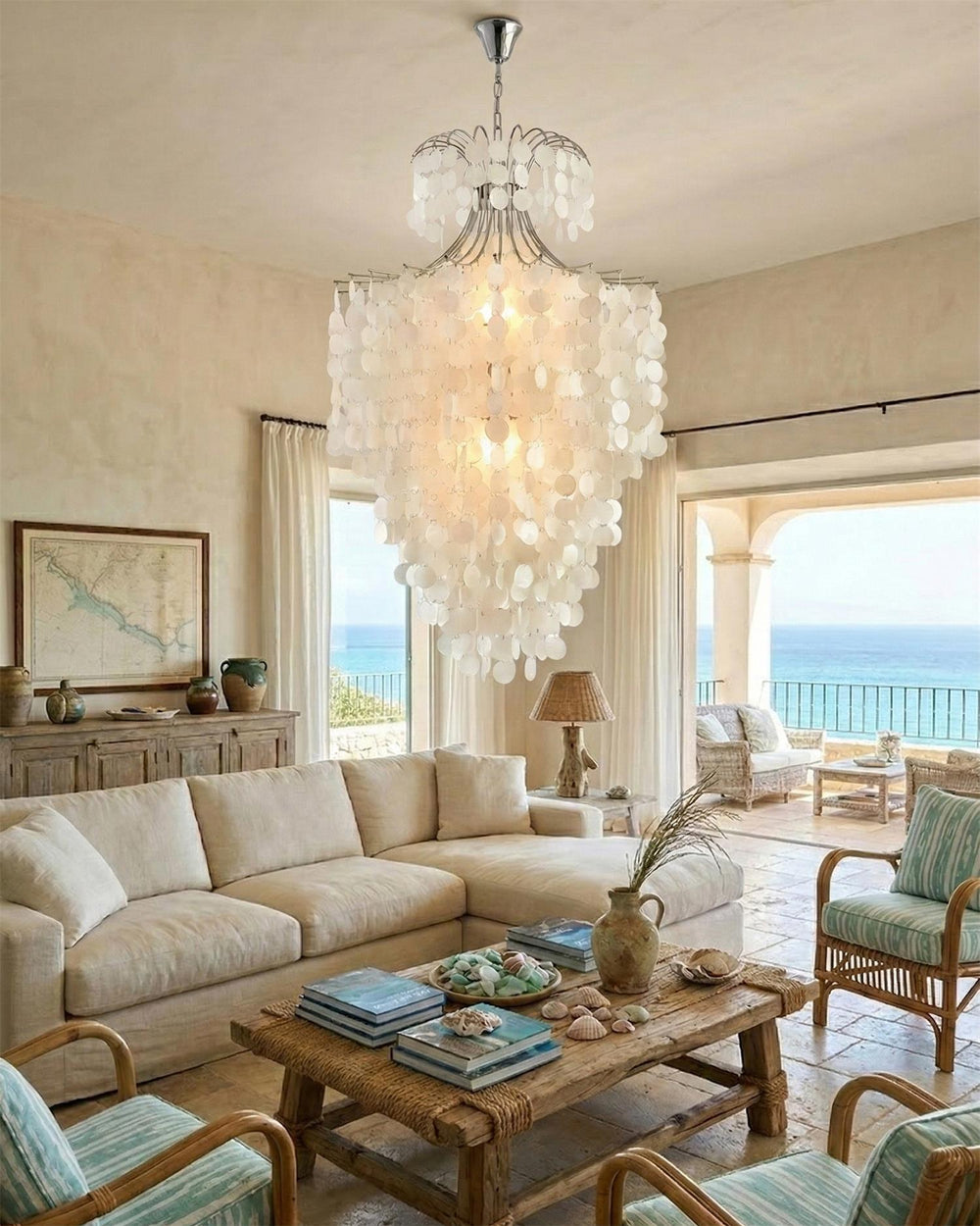 Tirenza Shell Curated Iron & Glass Chandelier