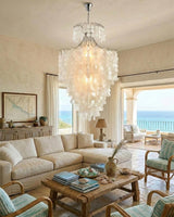 Iron & Glass craftsmanship detail on Tirenza Shell Curated Iron & Glass Chandelier