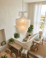Tirenza Shell Curated Iron & Glass Chandelier – dimensional scale reference