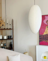 Tomoe Paper Curated Washi Paper Pendant Light installed in residential dining space