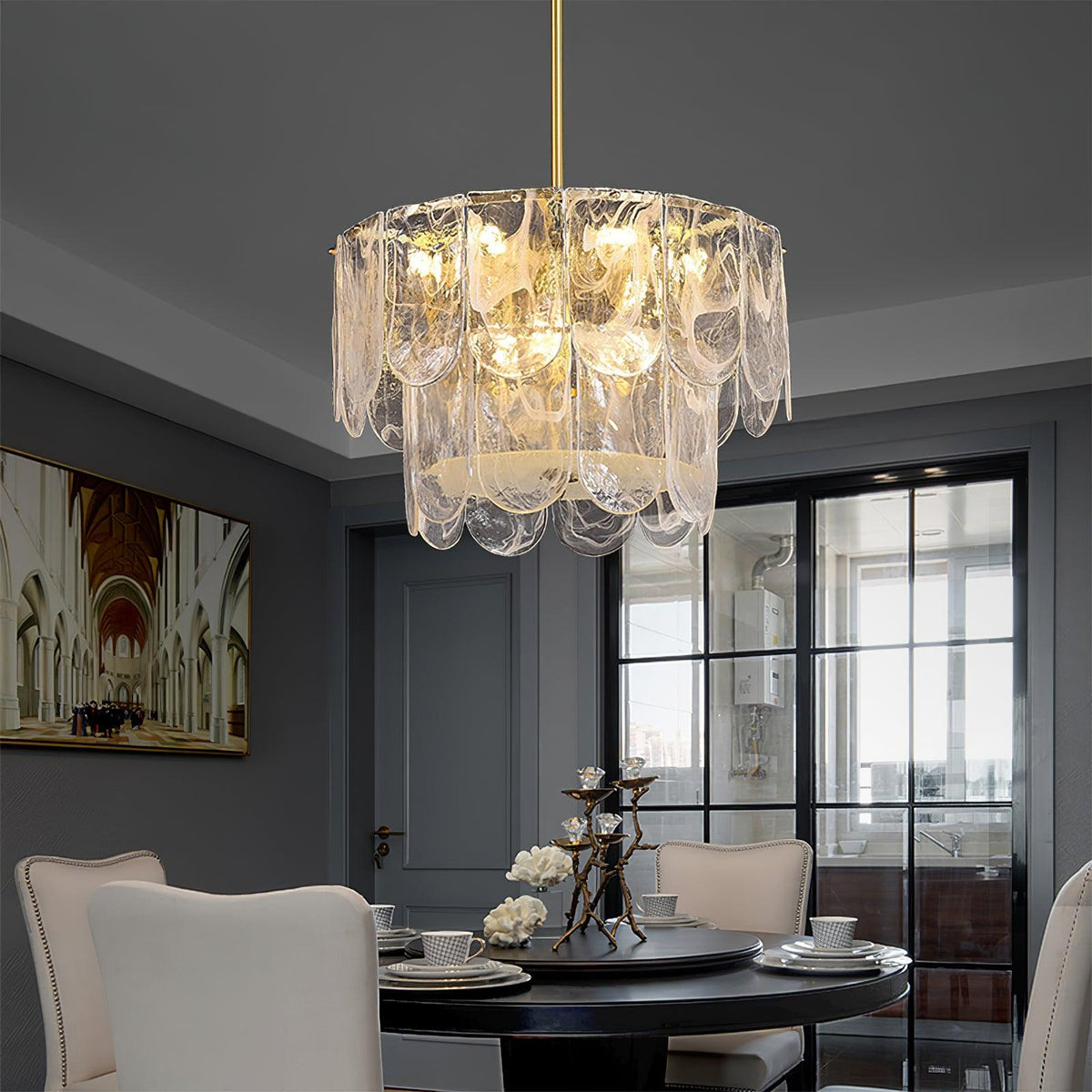 Traditional Classic Metal Chandelier – Ambient Illumination in Luxury Interior Setting View 3