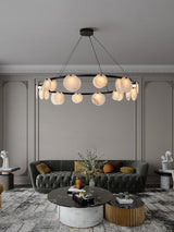 Trinidad Alabaster Curated Alabaster Chandelier – spatial dining room perspective