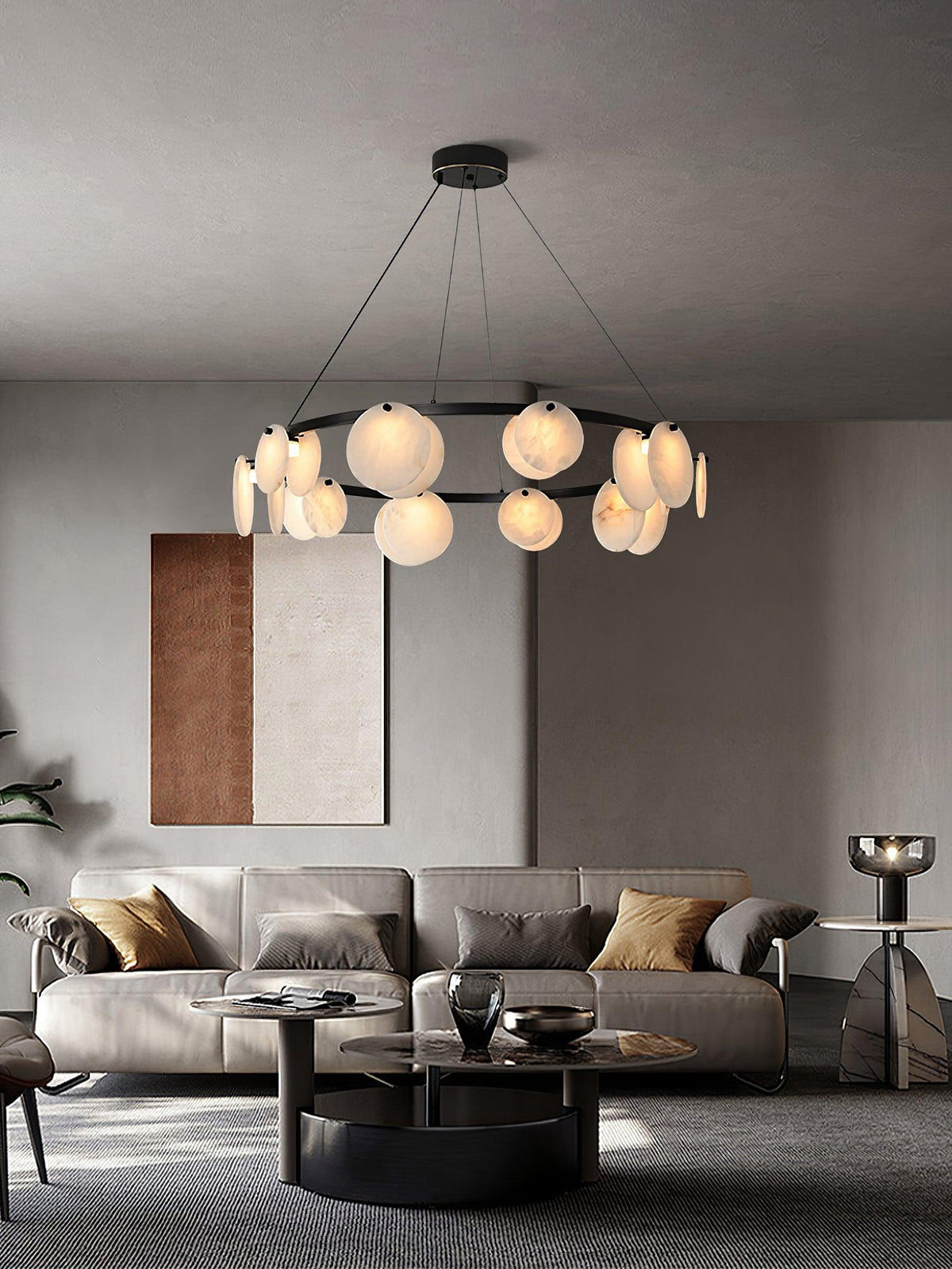 Trinidad Alabaster Curated Alabaster Chandelier – full fixture elevation view