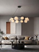 Trinidad Alabaster Curated Alabaster Chandelier – full fixture elevation view