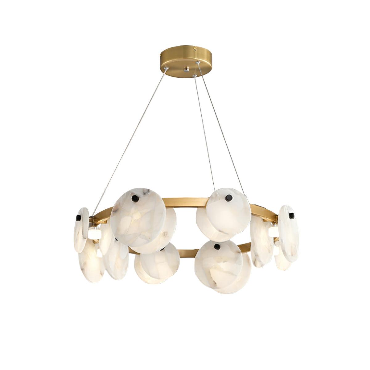 Trinidad Alabaster Curated Alabaster Chandelier – illuminated warm ambiance setting #1