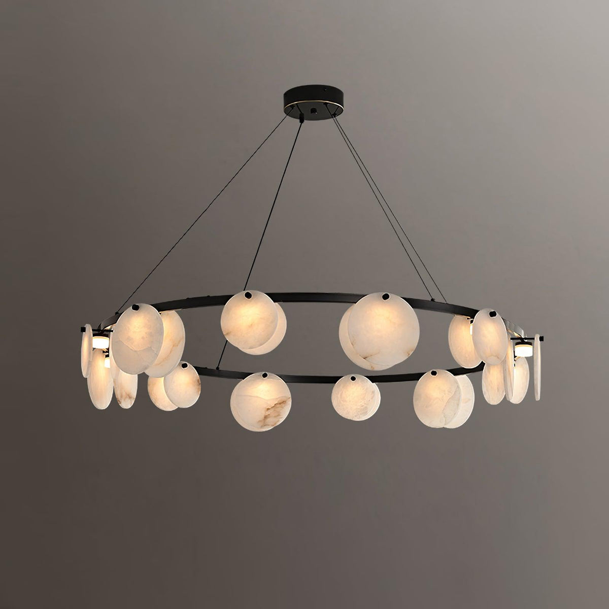 Trinidad Alabaster Curated Alabaster Chandelier – unlit natural material contrast #1