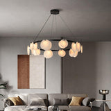 Trinidad Alabaster Curated Alabaster Chandelier installed in residential dining space