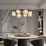 Trinidad Alabaster Curated Alabaster Chandelier warm illuminated room view