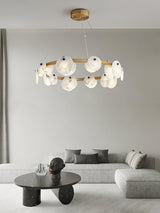 Trinidad Alabaster Curated Alabaster Chandelier – illuminated warm ambiance setting