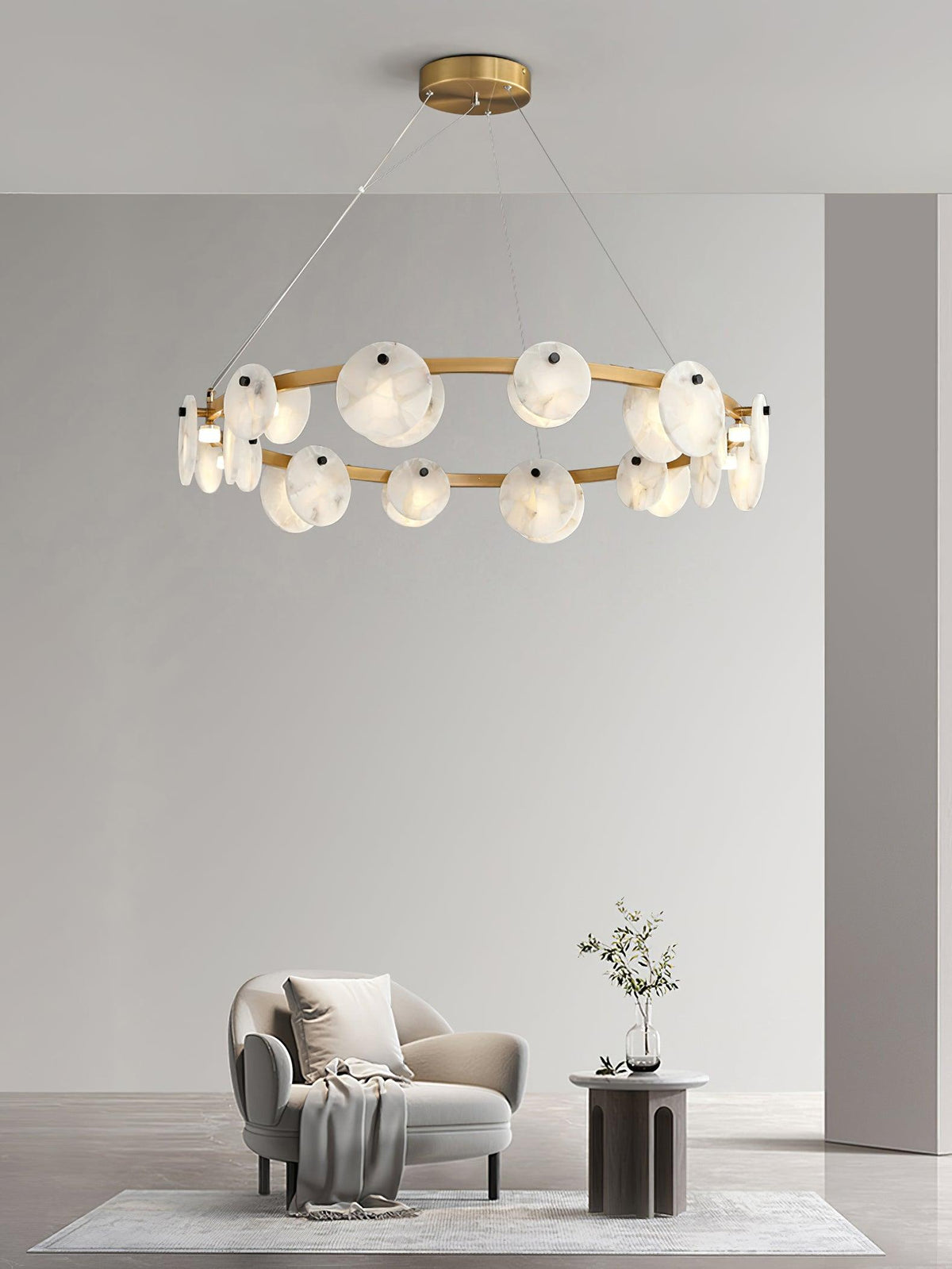 Trinidad Alabaster Curated Alabaster Chandelier – dimensional scale reference