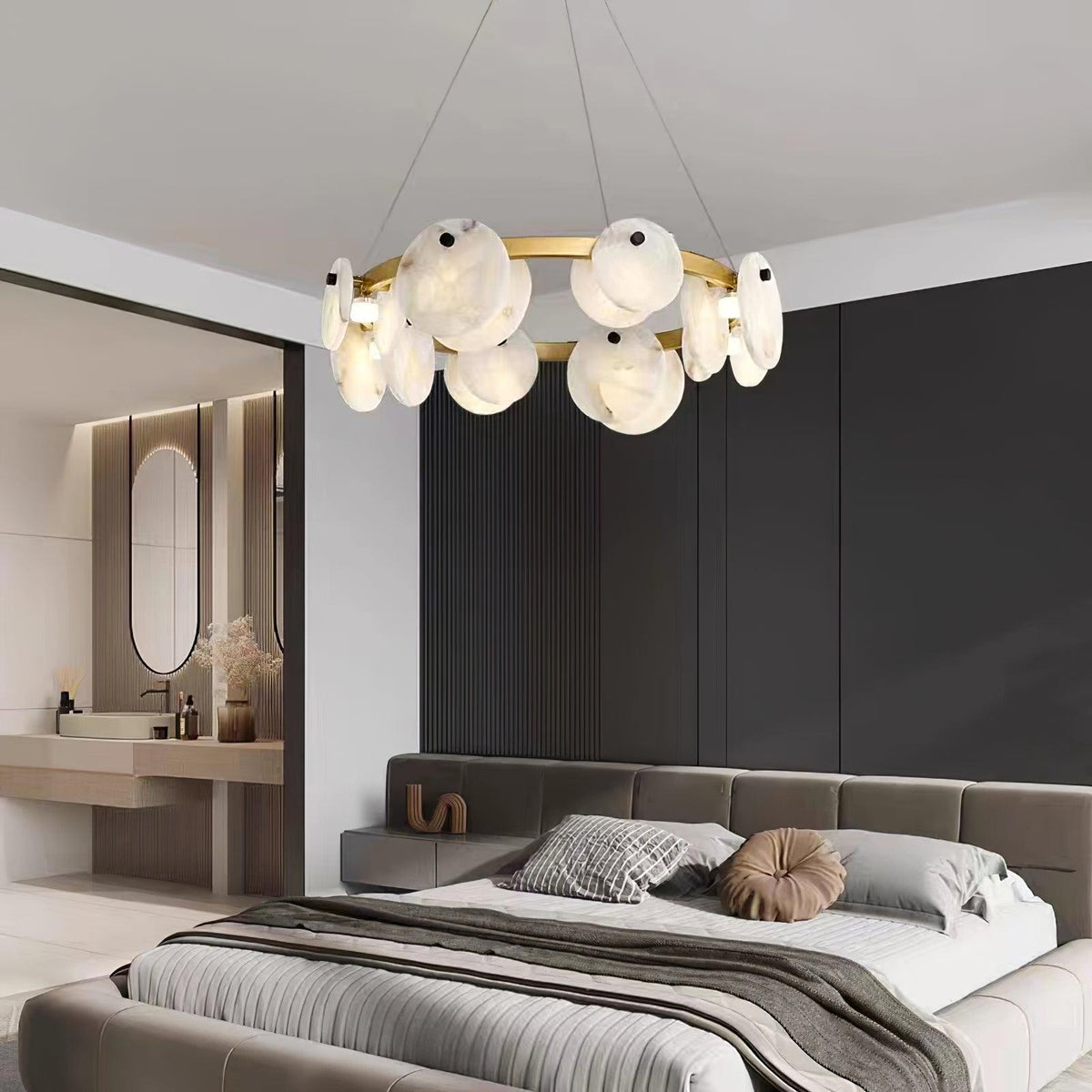 Trinidad Alabaster Curated Alabaster Chandelier – handcrafted surface texture