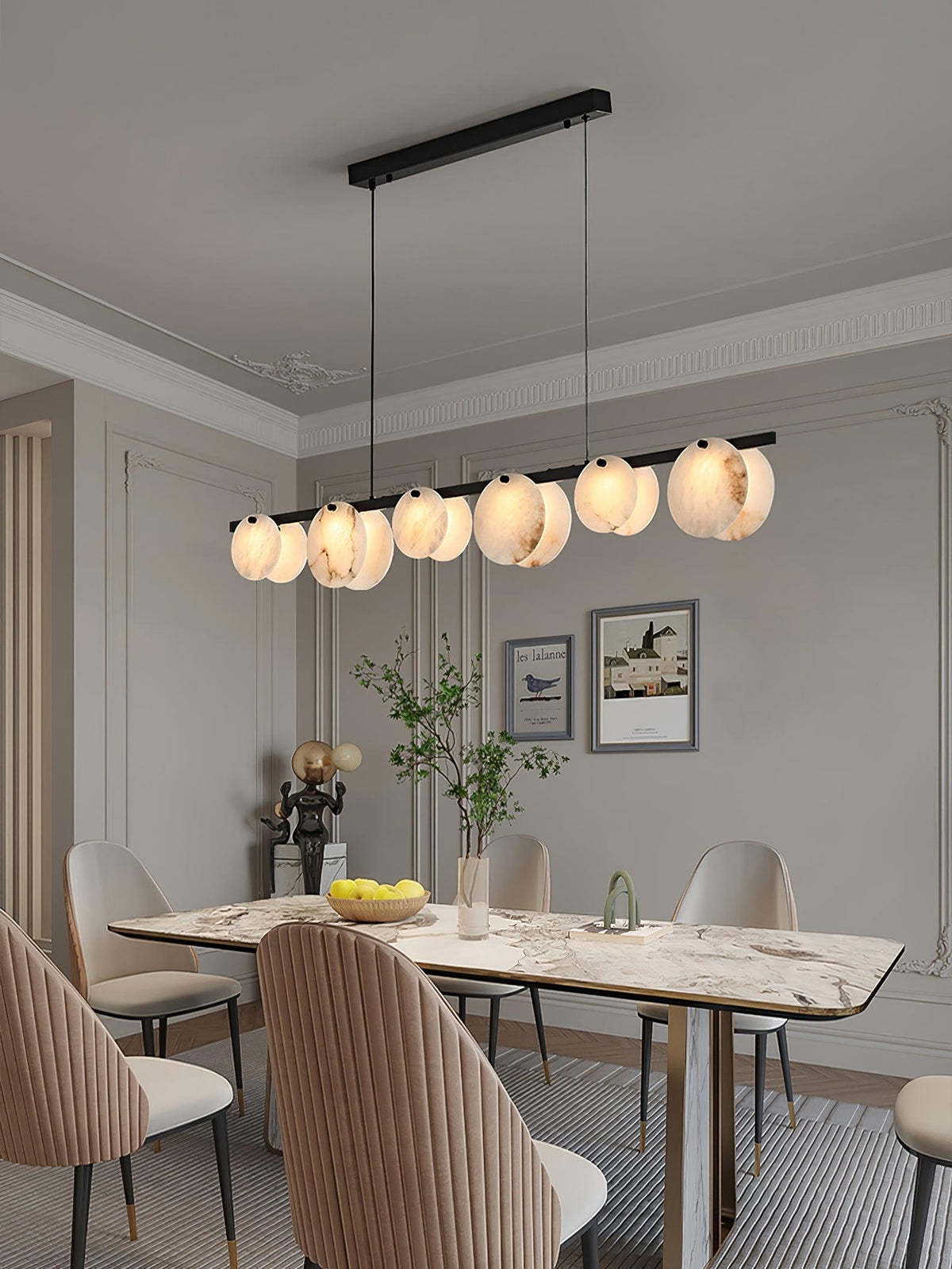 Trinidad Dining Room Alabaster Curated Alabaster – unlit natural material contrast
