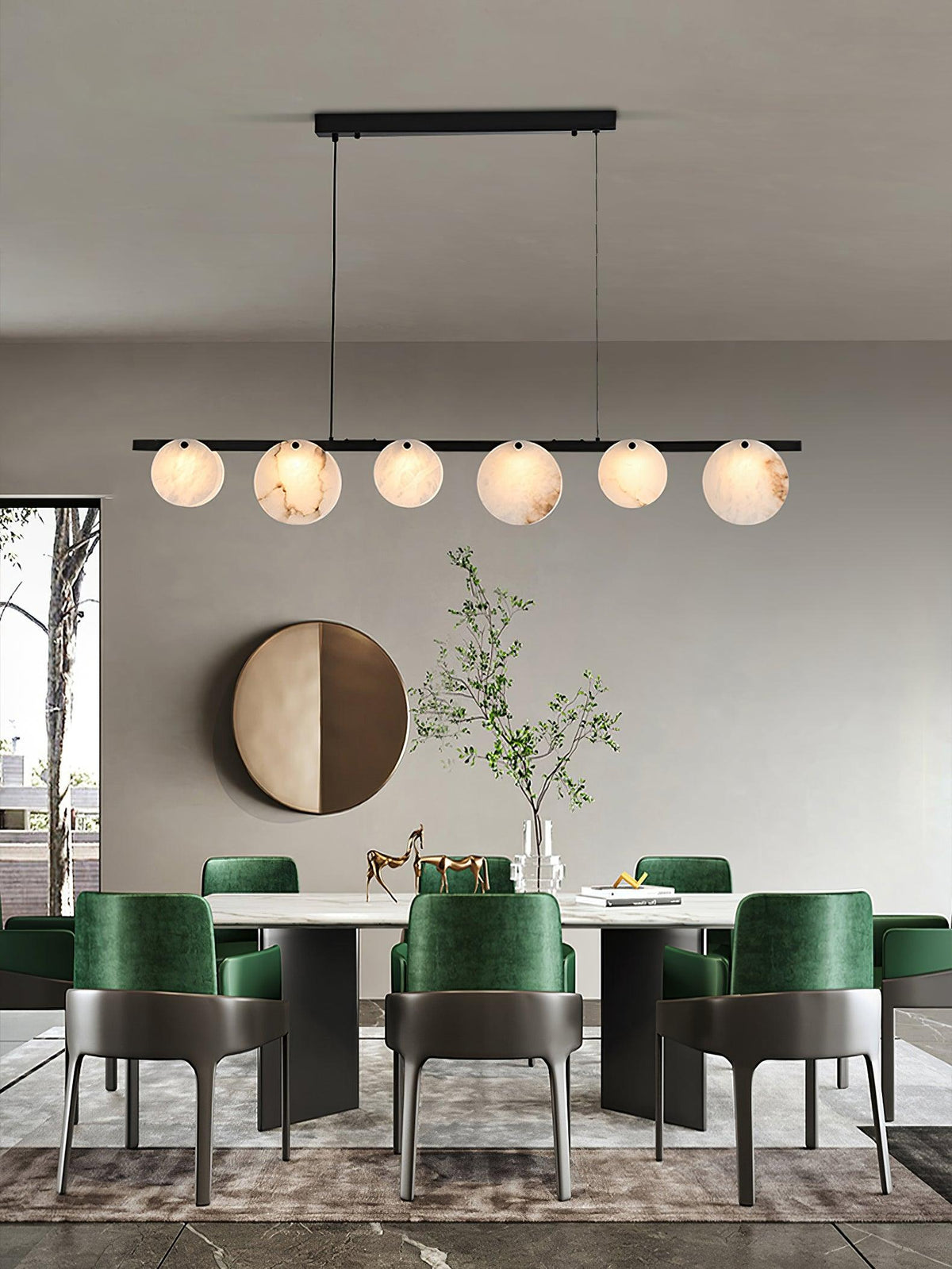 Trinidad Dining Room Alabaster Curated Alabaster warm illuminated room view