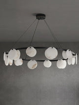 Spanish Alabaster Chandelier View 15 | Natural Spanish Alabaster Trinidad Disc Chandelier | Modern Luxury Lighting | JINSHE | JINSHE