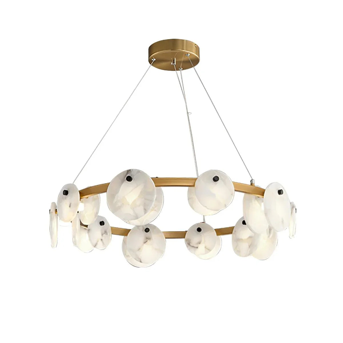 Spanish Alabaster Chandelier View 19 | Natural Spanish Alabaster Trinidad Disc Chandelier | Modern Luxury Lighting | JINSHE | JINSHE