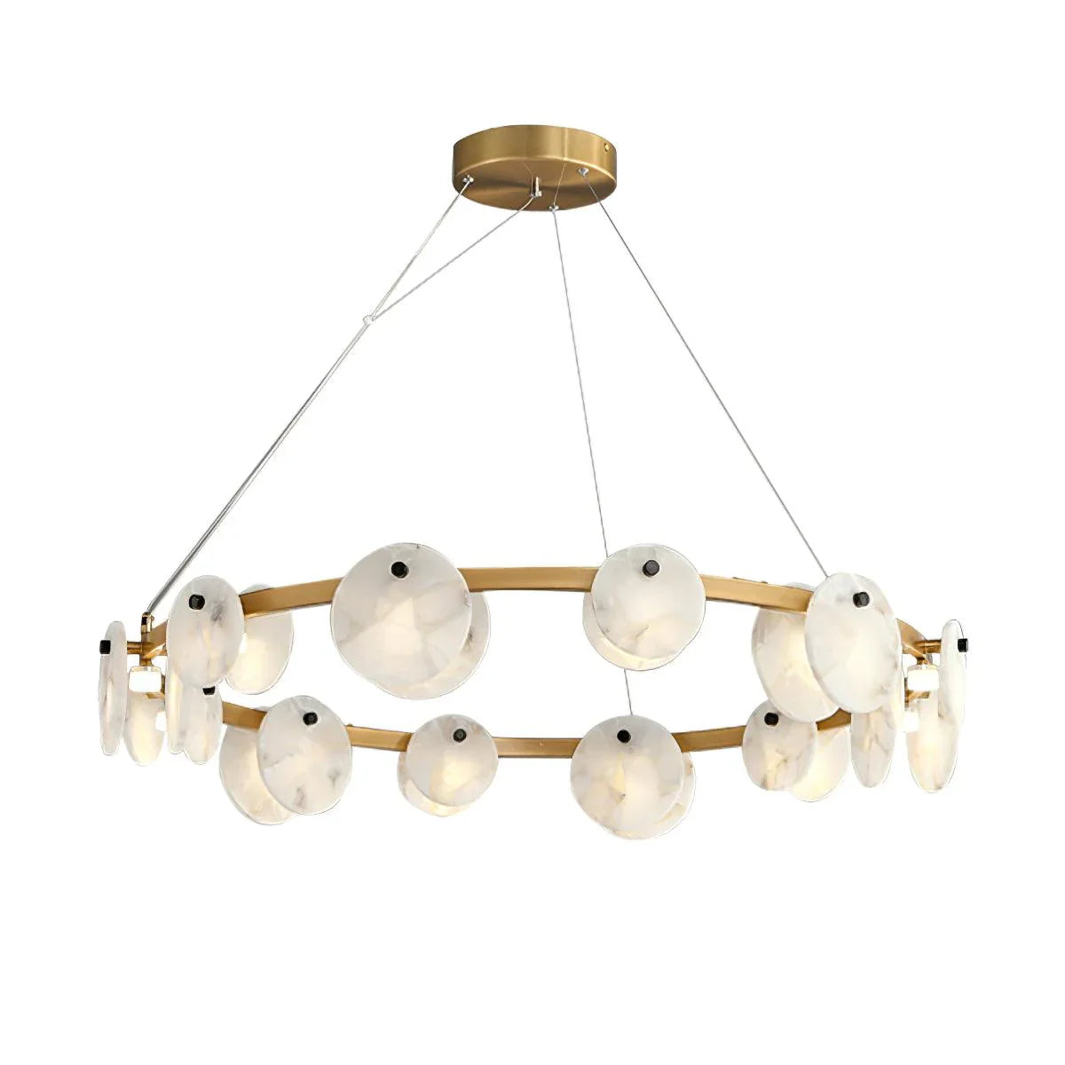 Spanish Alabaster Chandelier View 20 | Natural Spanish Alabaster Trinidad Disc Chandelier | Modern Luxury Lighting | JINSHE | JINSHE