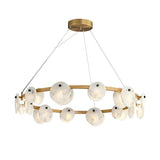 Spanish Alabaster Chandelier View 20 | Natural Spanish Alabaster Trinidad Disc Chandelier | Modern Luxury Lighting | JINSHE | JINSHE