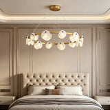 Spanish Alabaster Chandelier View 3 | Natural Spanish Alabaster Trinidad Disc Chandelier | Modern Luxury Lighting | JINSHE | JINSHE