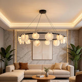 Spanish Alabaster Chandelier View 6 | Natural Spanish Alabaster Trinidad Disc Chandelier | Modern Luxury Lighting | JINSHE | JINSHE