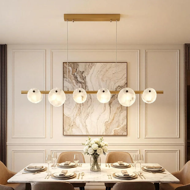 Natural Spanish Alabaster Trinidad Linear Disc Chandelier | Modern Luxury Lighting | JINSHE