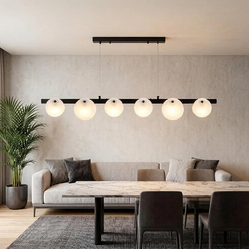 Spanish Alabaster Chandelier View 4 | Natural Spanish Alabaster Trinidad Linear Disc Chandelier | Modern Luxury Lighting | JINSHE | JINSHE