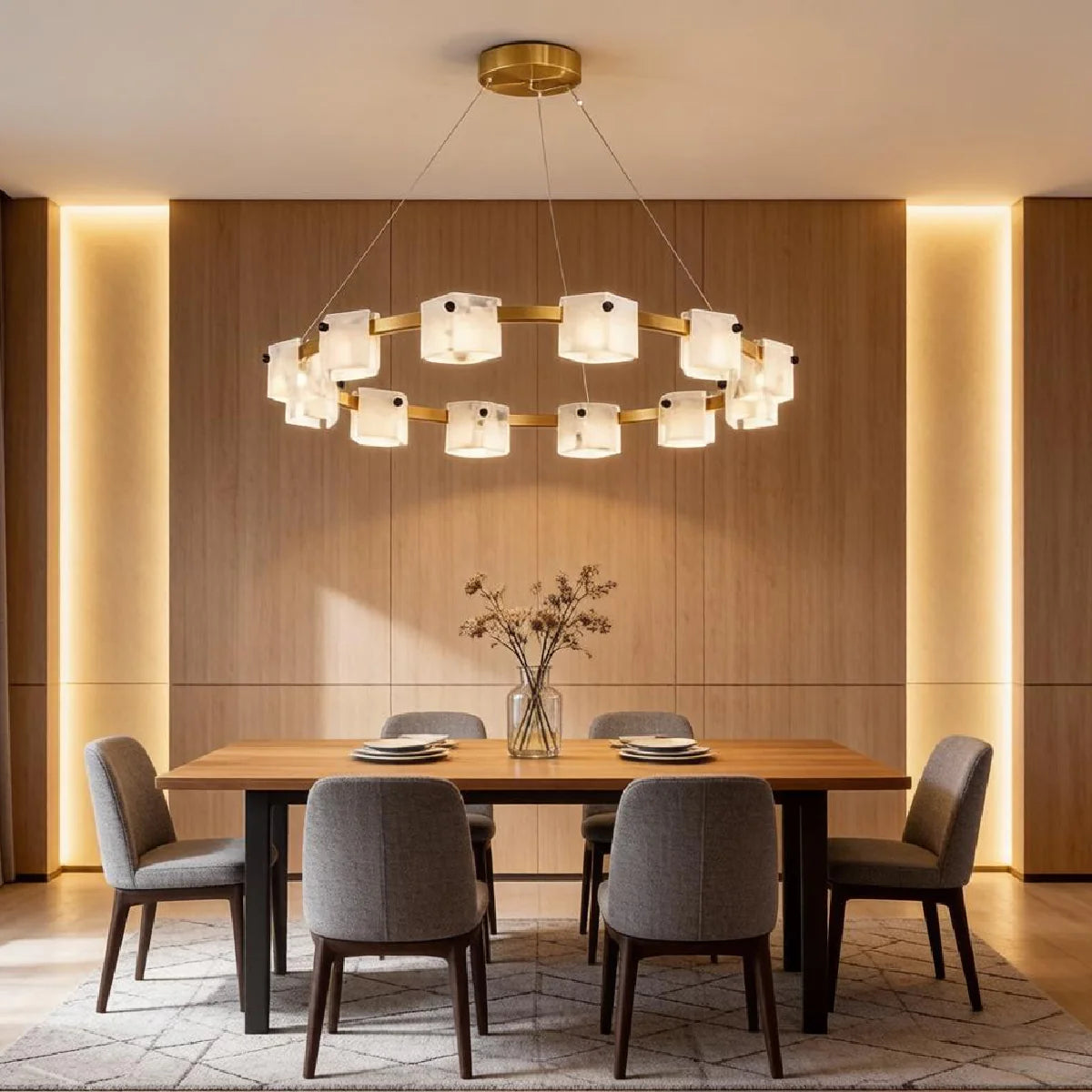 Spanish Alabaster Chandelier View 8 | Natural Spanish Alabaster Trinidad Rhombus Chandelier | Modern Luxury Lighting | JINSHE | JINSHE