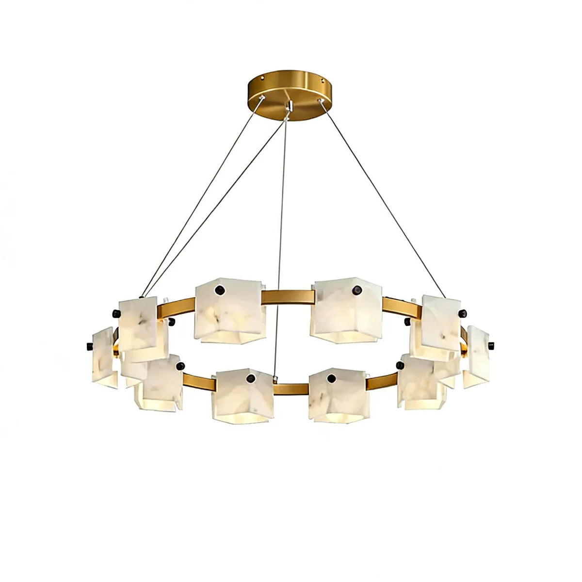 Spanish Alabaster Chandelier View 17 | Natural Spanish Alabaster Trinidad Rhombus Chandelier | Modern Luxury Lighting | JINSHE | JINSHE
